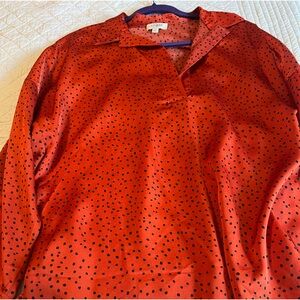 Umgee orange and black silky blouse